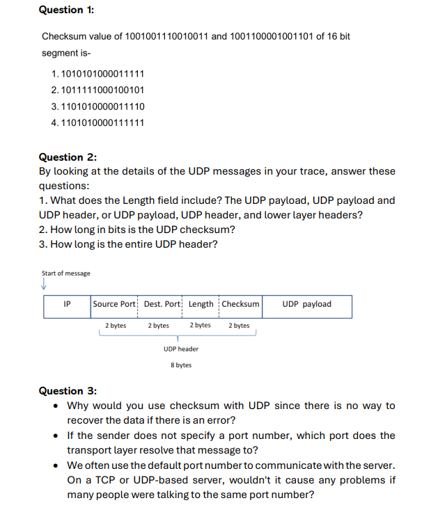 UDP Sheet Questions